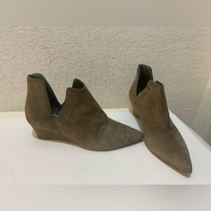 Viajiyu Booties Kenzie Taupe Wedge suede Leather Women's Size 36.5
